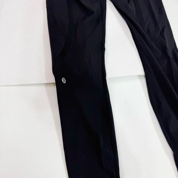 Lululemon Cropped Leggings Womens 6 Black Mesh Trim Pull-on Stretch Luxtreme - Picture 6 of 9